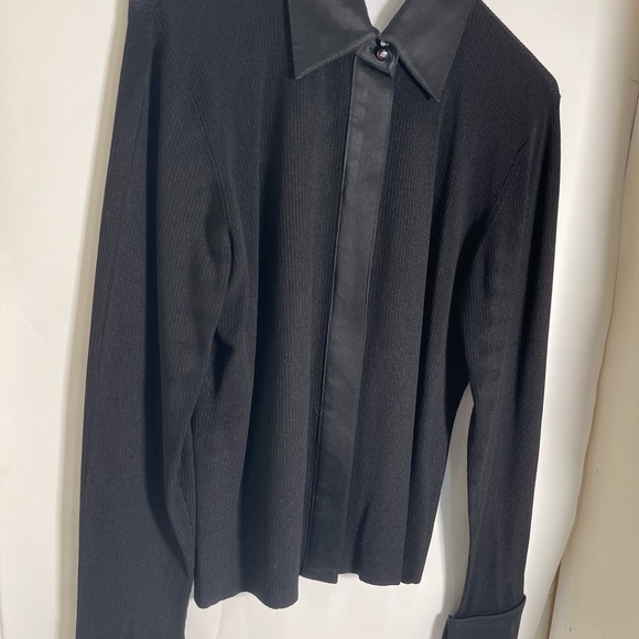 valerie separates Black Sweater With Satin Like Collar And Cuffs - Picture 9 of 12
